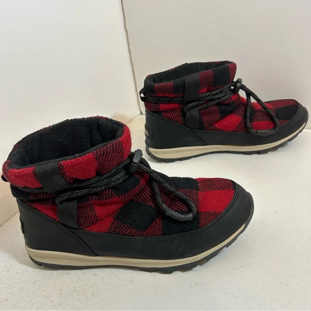 Sorel‎ women’s red & black plaid slip on winter booties waterproof boots size 7 - Picture 5 of 11